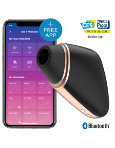 SATISFYER - LOVE TRIANGLE AIR PULSE STIMULATOR and VIBRATOR BLACK