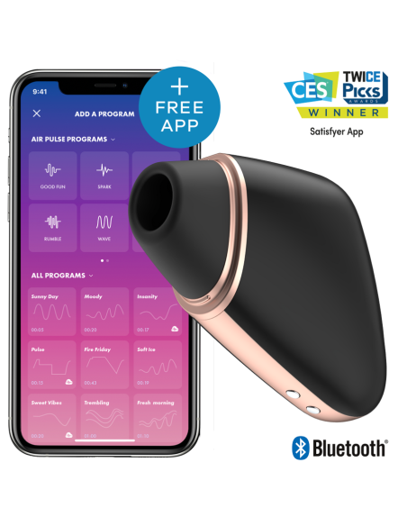 SATISFYER - LOVE TRIANGLE AIR PULSE STIMULATOR and VIBRATOR BLACK