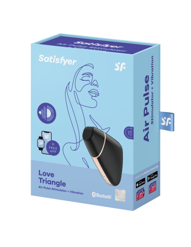 SATISFYER - LOVE TRIANGLE AIR PULSE STIMULATOR and VIBRATOR BLACK