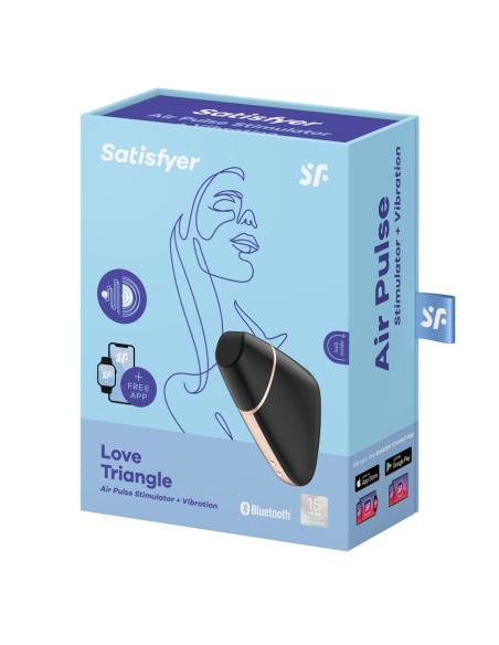 SATISFYER - LOVE TRIANGLE AIR PULSE STIMULATOR and VIBRATOR BLACK