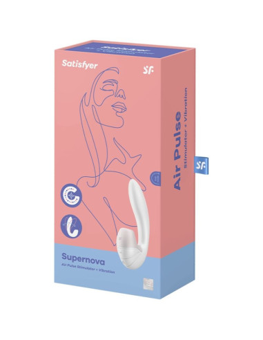 SATISFYER - SUPERNOVA oro pulsavimo ir vibracijos stimuliatorius, baltas