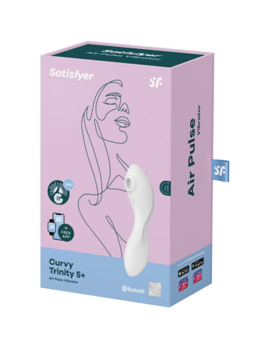 SATISFYER - CURVY TRINITY 5 AIR PULSE STIMULATOR and VIBRATOR APP WHITE