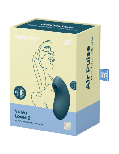 SATISFYER - VULVA LOVER 2 oro impulsų stimuliatorius ir vibratorius, mėlynas
