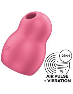 SATISFYER - PRO TO GO 1 DVIGUBAS ORO IMPULSUOTOJAS IR VIBRATORIUS RAUDONAS