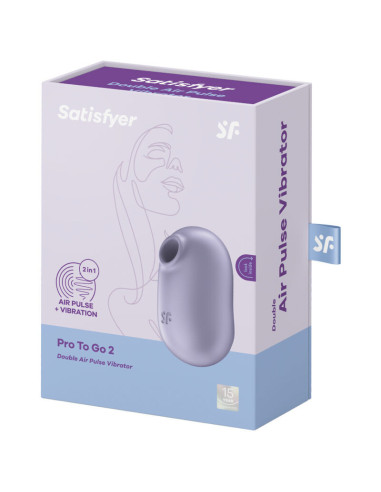 SATISFYER - PRO TO GO 2 DVIGUBAS ORO IMPULSUOTOJAS IR VIBRATORIUS VIOLETINIS