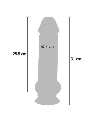 GET REAL - DELUXE REALISTINIS PENIS SU SĖKLIDĖMIS, YPAČ STORAS, 31 CM