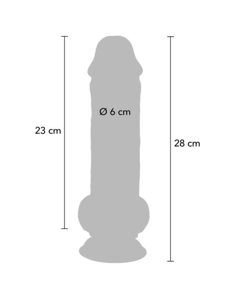 GET REAL - DELUXE REALISTINIS PENIS SU SĖKLIDĖMIS, YPAČ STORAS, 28 CM
