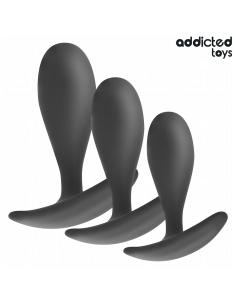 ADDICTED TOYS - 3 ANALINIŲ KAIŠČIŲ RINKINYS, SILIKONINIS, 2 MODELIO