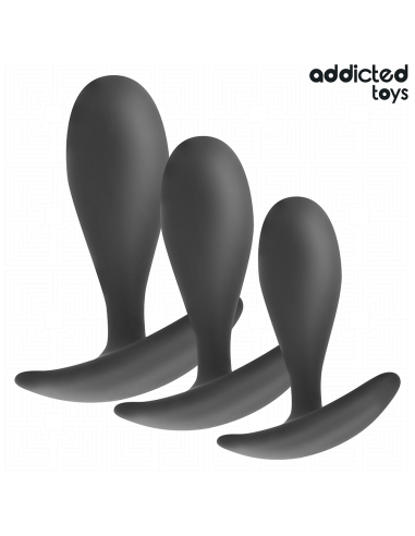 ADDICTED TOYS - 3 ANALINIŲ KAIŠČIŲ RINKINYS, SILIKONINIS, 2 MODELIO