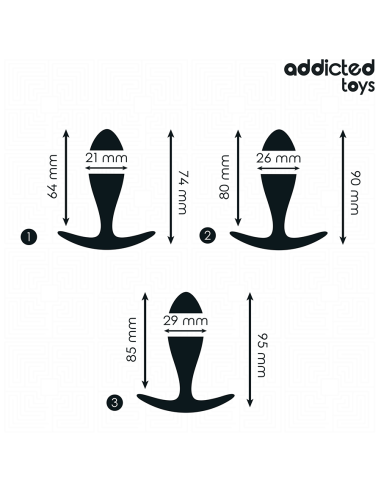 ADDICTED TOYS - 3 ANALINIŲ KAIŠČIŲ RINKINYS, SILIKONINIS, 2 MODELIO