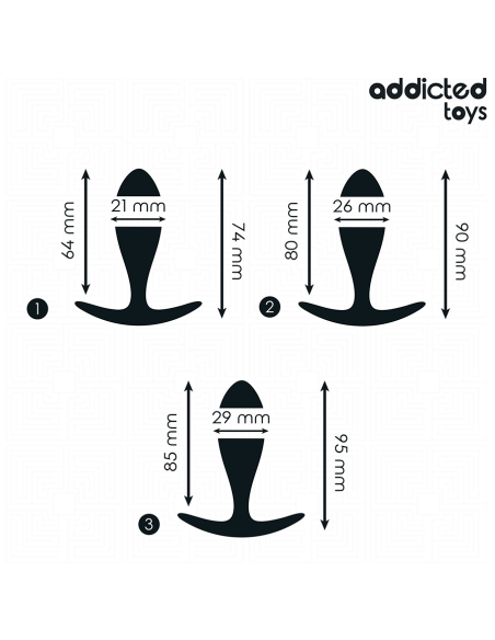 ADDICTED TOYS - 3 ANALINIŲ KAIŠČIŲ RINKINYS, SILIKONINIS, 2 MODELIO