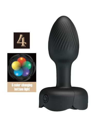 PRETTY LOVE - OLMAN ANAL PLUG WITH LED LIGHT BLACK 8.8 CM
