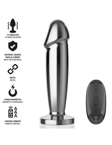 INTENSE - ANAL PLUG 10 VIBRATIONS METAL DILDO WITH REMOTE CONTROL S