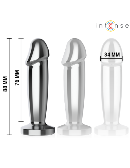 INTENSE - ANALINIS KAIŠTIS, 10 VIBRACIJOS TAŠKŲ, METALINIS DILDO SU NUOTOLINIO VALDYMO PULTELIU