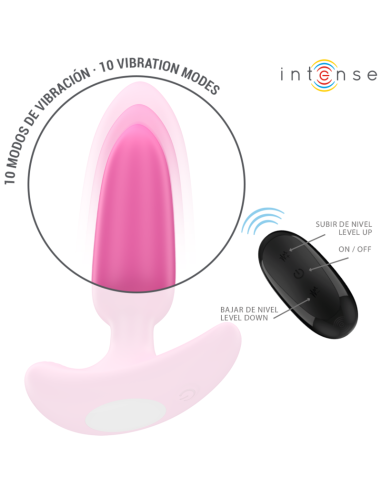 INTENSE - ROSS analinis kaištis, 10 vibracijų, rožinis, nuotolinio valdymo pultas