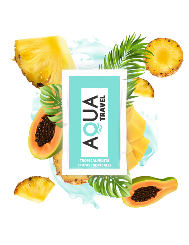 AQUA TRAVEL - TROPIKINIŲ VAISIŲ SKONIO VANDENS PAGRINDU PAGAMINTAS LUBRIKANTAS 6 ML