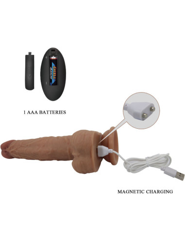 PRETTY LOVE - JONATHAN SILICONE DILDO 3 VIBRATIONS 3 INSERTION MEASUREMENTS REMOTE CONTROL 21 CM