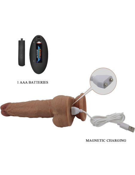 PRETTY LOVE - JONATHAN SILICONE DILDO 3 VIBRATIONS 3 INSERTION MEASUREMENTS REMOTE CONTROL 21 CM