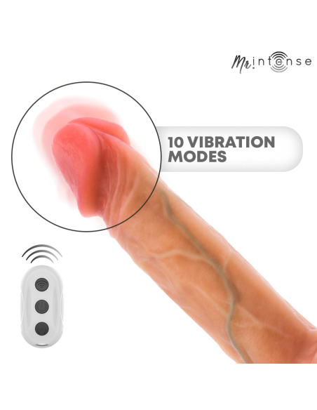 MR INTENSE - LOGAN VIBRATOR DILDO SILICONE WITH HEAT EFFECT AND REMOTE CONTROL 20 CM -Ø- 4,1 CM