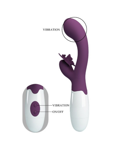 PRETTY LOVE - BUTTERFLY KISS RABBIT VIBRATOR and G-SPOT STIMULATOR PURPLE