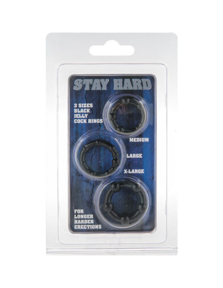 SEVEN CREATIONS - SET OF THREE BLACK PENIS RINGS