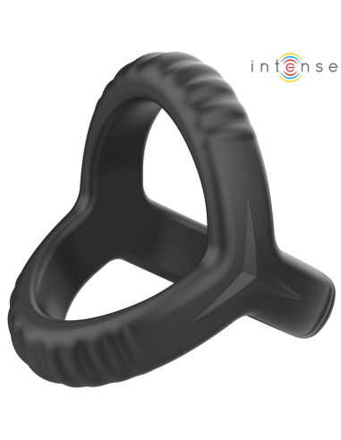 INTENSE - CARSON DOUBLE SILICONE PENIS RING BLACK MODEL 4