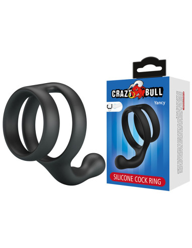 CRAZY BULL - YANCY DOUBLE COCK AND BALL RING BLACK