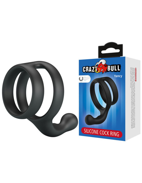 CRAZY BULL - YANCY DOUBLE COCK AND BALL RING BLACK