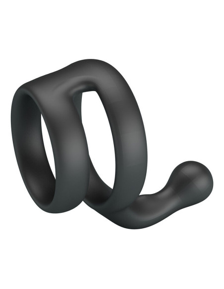 CRAZY BULL - YANCY DOUBLE COCK AND BALL RING BLACK