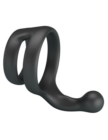 CRAZY BULL - YANCY DOUBLE COCK AND BALL RING BLACK