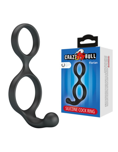 CRAZY BULL - FLORIAN DOUBLE COCK AND BALL RING BLACK