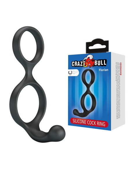 CRAZY BULL - FLORIAN DOUBLE COCK AND BALL RING BLACK
