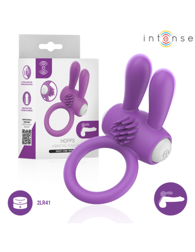 INTENSE - HOPPS VIBRATING PENIS RING WITH CLITORAL STIMULATION PURPLE