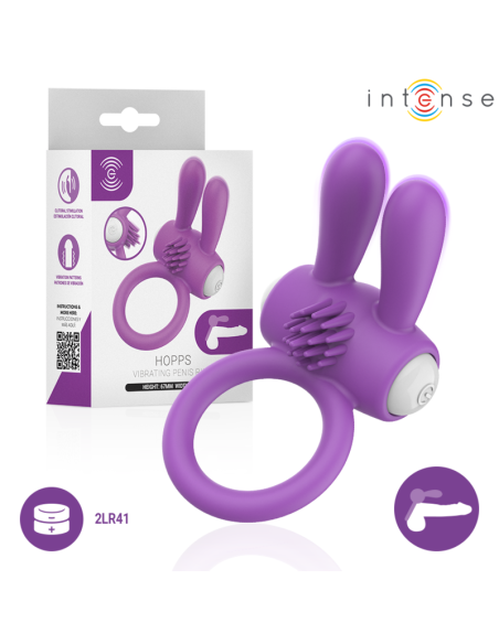 INTENSE - HOPPS VIBRATING PENIS RING WITH CLITORAL STIMULATION PURPLE