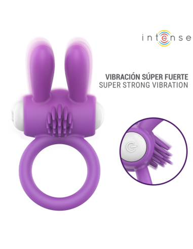 INTENSE - HOPPS VIBRATING PENIS RING WITH CLITORAL STIMULATION PURPLE