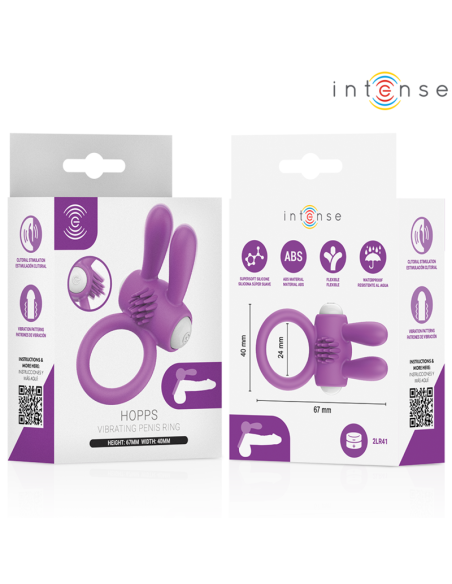 INTENSE - HOPPS VIBRATING PENIS RING WITH CLITORAL STIMULATION PURPLE
