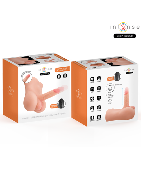 INTENSE DEEP TOUCH - DAMIEN TORSO WITH ANUS AND REALISTIC DILDO WITH PUSHING AND VIBRATION REMOTE CONTROL 3.5 KG
