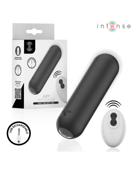 INTENSE - JUDY RECHARGEABLE VIBRATING BULLET WITH REMOTE CONTROL BLACK