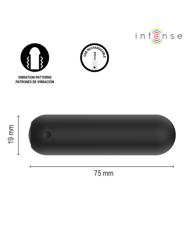 INTENSE - JUDY RECHARGEABLE VIBRATING BULLET WITH REMOTE CONTROL BLACK