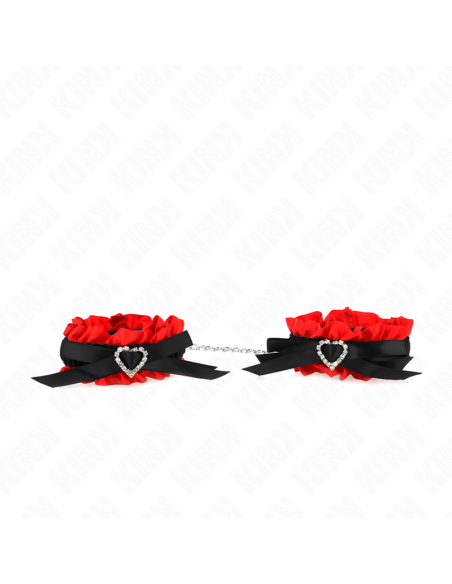 KINK - LACE ELASTIC WRIST RESTRAINTS RED HEART DETAILS ADJUSTABLE 22-35 CM