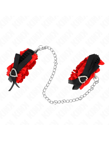 KINK - LACE ELASTIC WRIST RESTRAINTS RED HEART DETAILS ADJUSTABLE 22-35 CM
