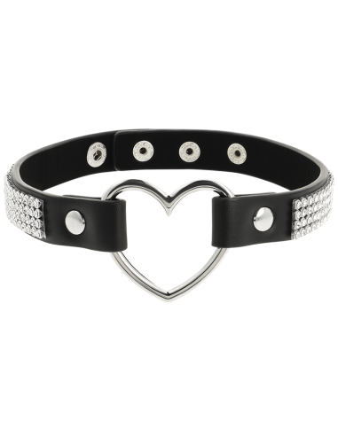COQUETTE CHIC DESIRE - VEGAN LEATHER CHOKER WITH HEART