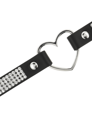 COQUETTE CHIC DESIRE - VEGAN LEATHER CHOKER WITH HEART