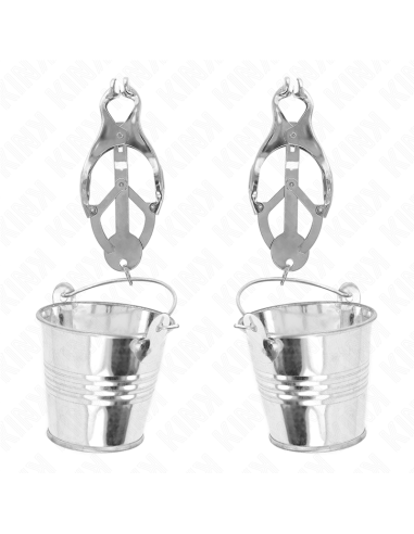 KINK - JAPANESE CLOVER NIPPLE CLAMPS WITH BUCKETS SILVER