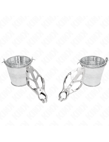 KINK - JAPANESE CLOVER NIPPLE CLAMPS WITH BUCKETS SILVER