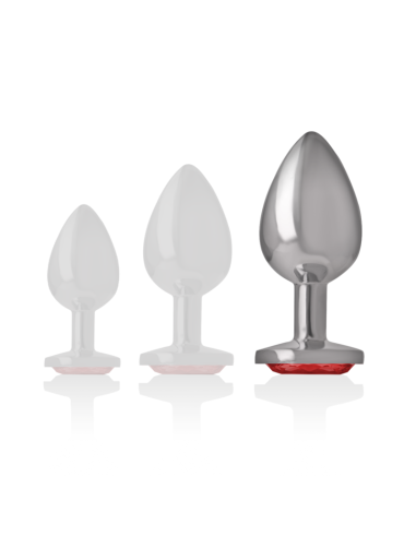 INTENSE - ALUMINUM METAL ANAL PLUG WITH RED CRYSTAL SIZE L