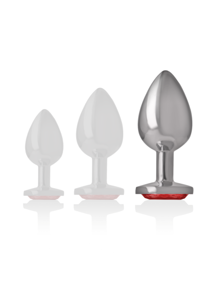 INTENSE - ALUMINUM METAL ANAL PLUG WITH RED CRYSTAL SIZE L