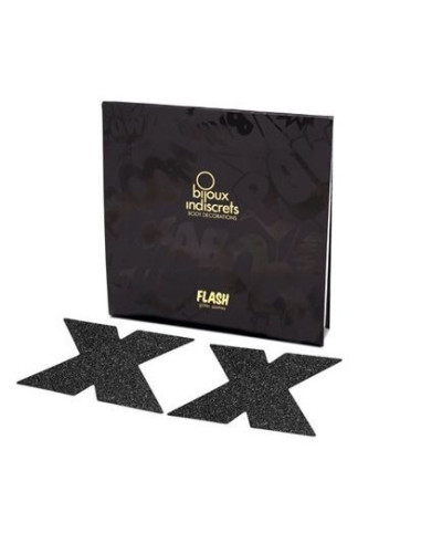 BIJOUX - INDISCRETS FLASH CROSS BLACK NIPPLE CAPS