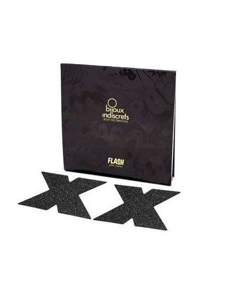 BIJOUX - INDISCRETS FLASH CROSS BLACK NIPPLE CAPS