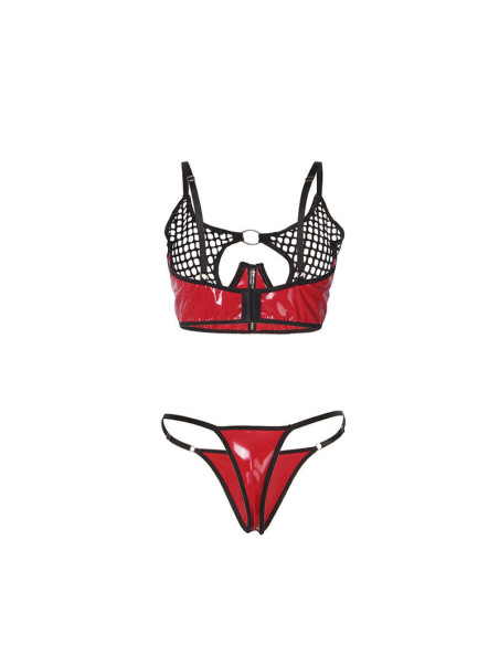 SUBBLIME - 955533 RED PATENT LEATHER MESH ZIPPER BRA SET S-M